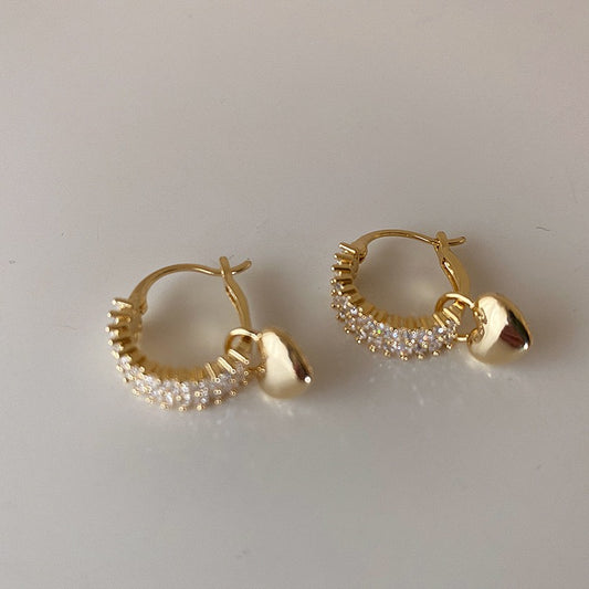 Gem Hoops W Detachable Heart Earring