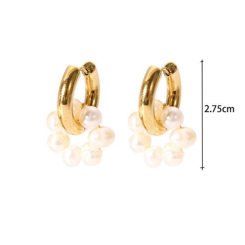 Flower Double Pearl Earring